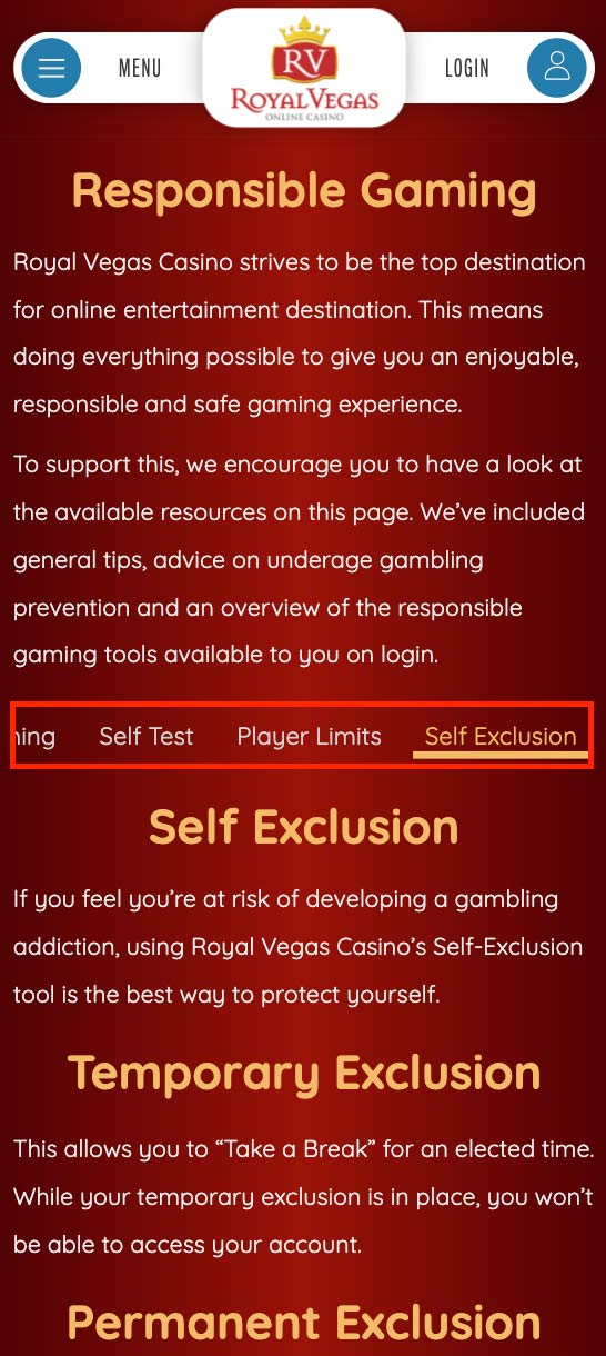 Royal Vegas Responsible Gambling